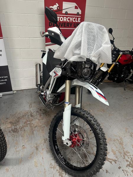 Motorcycles prepared for secure indoor storage at Motorcycle Delivery UK