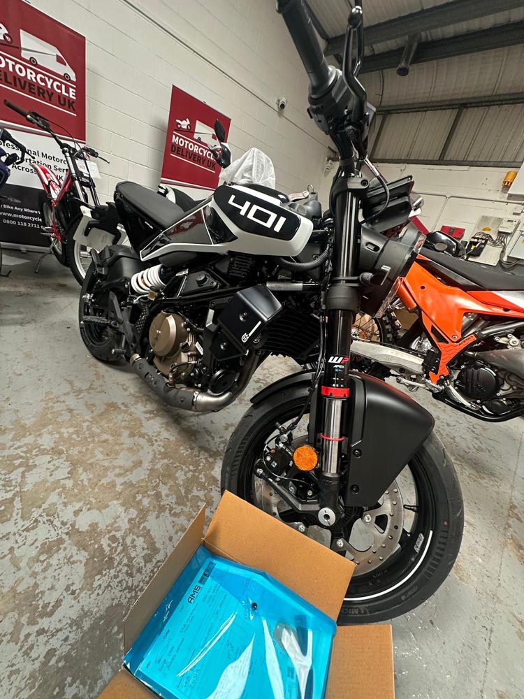 Motorcycles stored inside the Motorcycle Delivery UK indoor storage facility